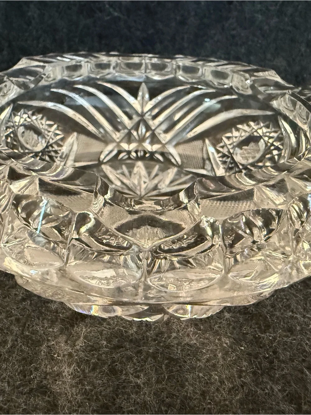 Vintage Clear Cut Crystal Ashtray - Heavy Vintage Exquisite